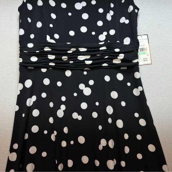 NWT Jessica Howard Womens A-line Midi Dress Size 8 Missy Black White Polka Dots - Picture 7 of 15